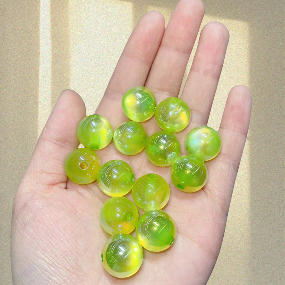 Wholesale 16MM 50PCS/Pack resin optical gold plated cat's eye straight hole beads DIY mobile phone chain key chain bag chain jewelry accessories